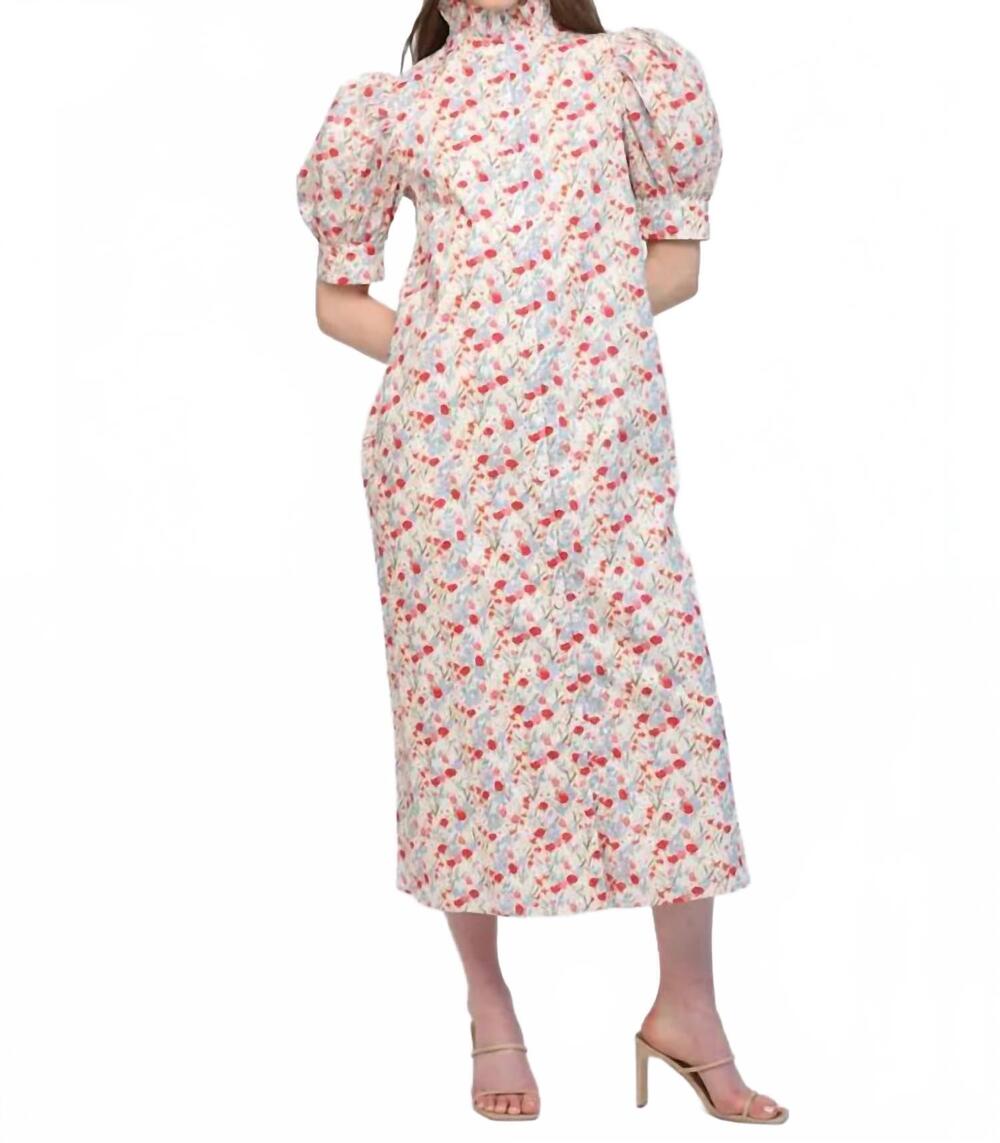 NEW FATE women's floral print dress in cream/blue